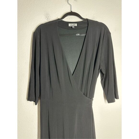 Cintas JERSEY WRAP DRESS Black Size 1X Lined Vneck - Picture 4 of 16